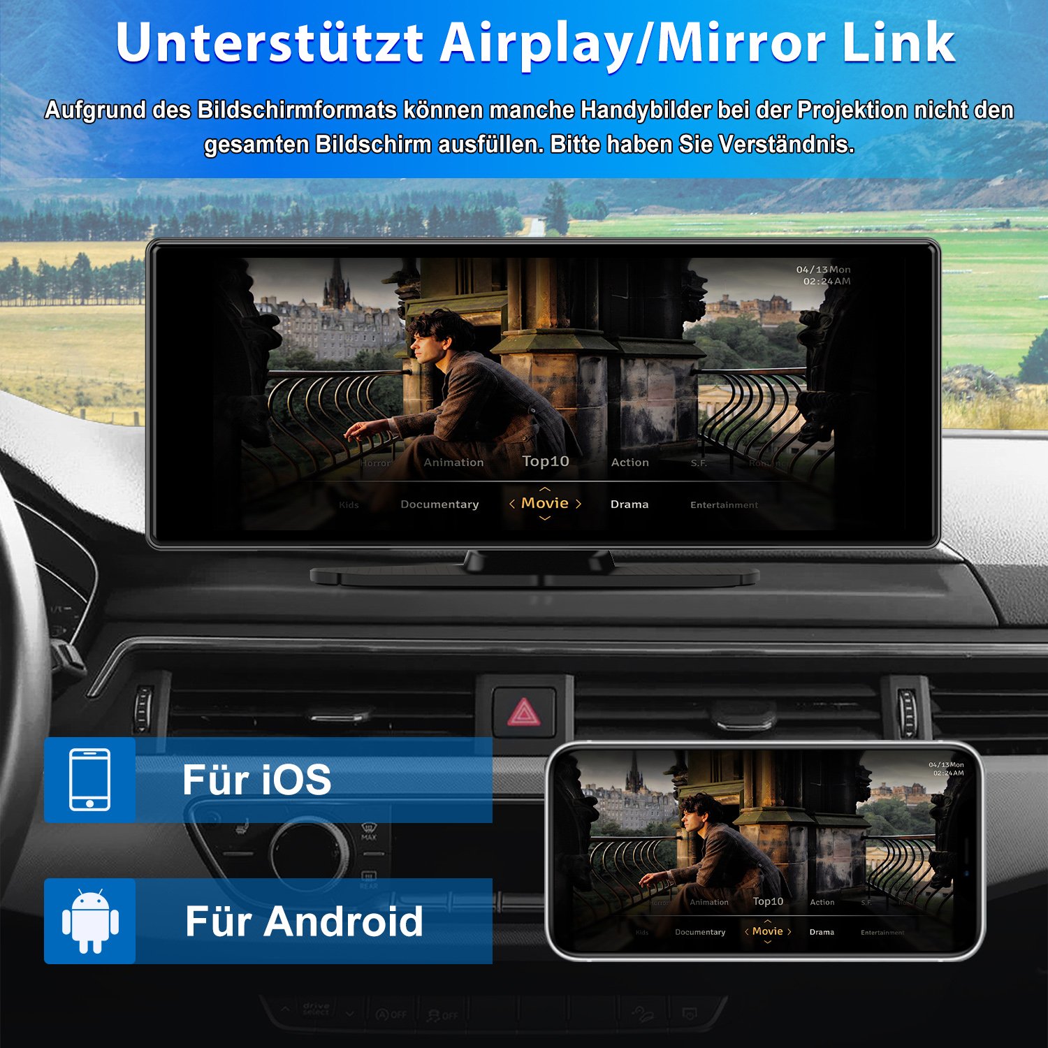 Draadloos CarPlay Android Auto HD 10,26 inch scherm verstelbare achteruitrijcamera - Image 4